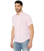 Polo Ralph Lauren Men's Short Sleeve Linen Button Down Shirt Pink XS