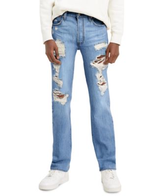 LEVI'S Men's 501 Original-Fit Button Fly Ripped Jeans Blue 36 x 36