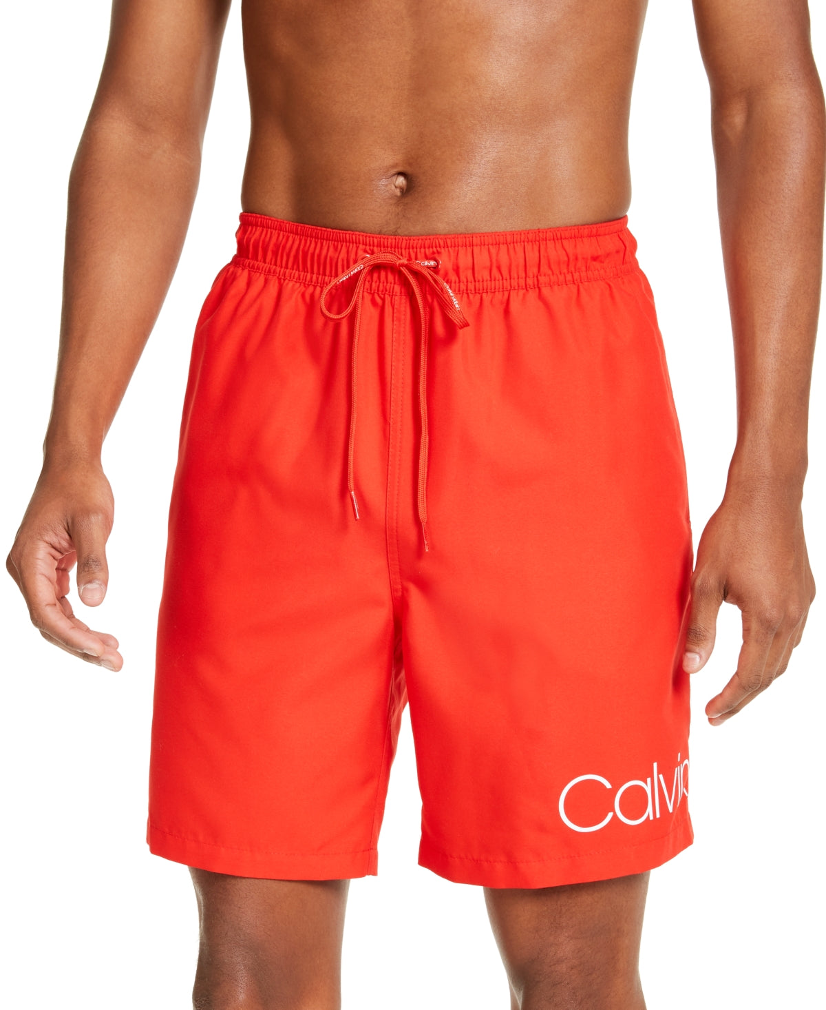 Calvin Klein Mens Logo Swim Shorts Red XL