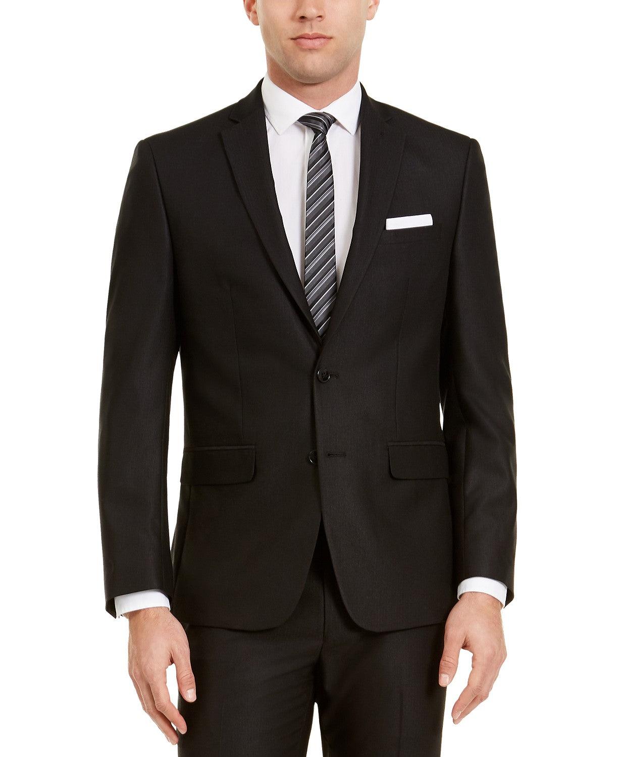 Van Heusen Mens Slim fit Suit Jacket Only Blazer 48 L Black Herringbone