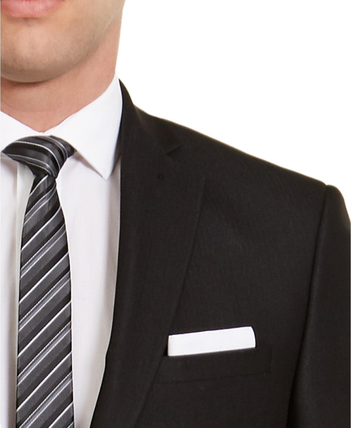 Van Heusen Men's Flex Plain Black Herringbone Slim-Fit 46R JACKET ONLY