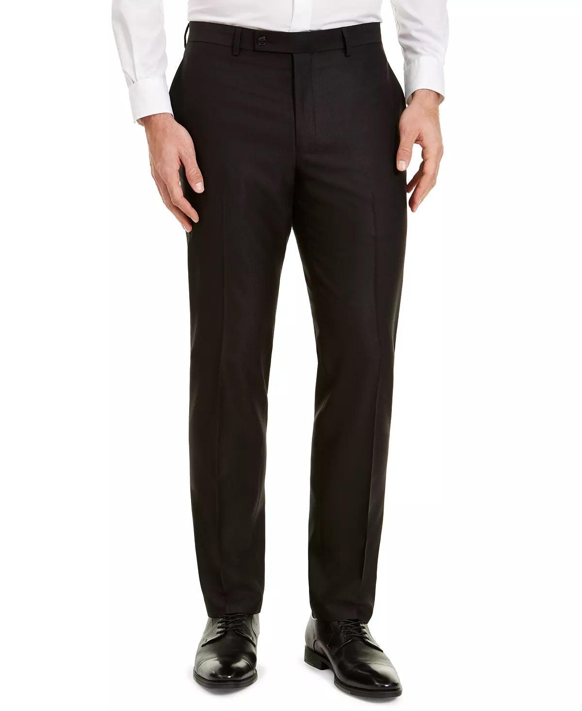 Van Heusen Mens Slim fit 2 Piece Suit 37 R / 30 Waist Black Solid Stretch