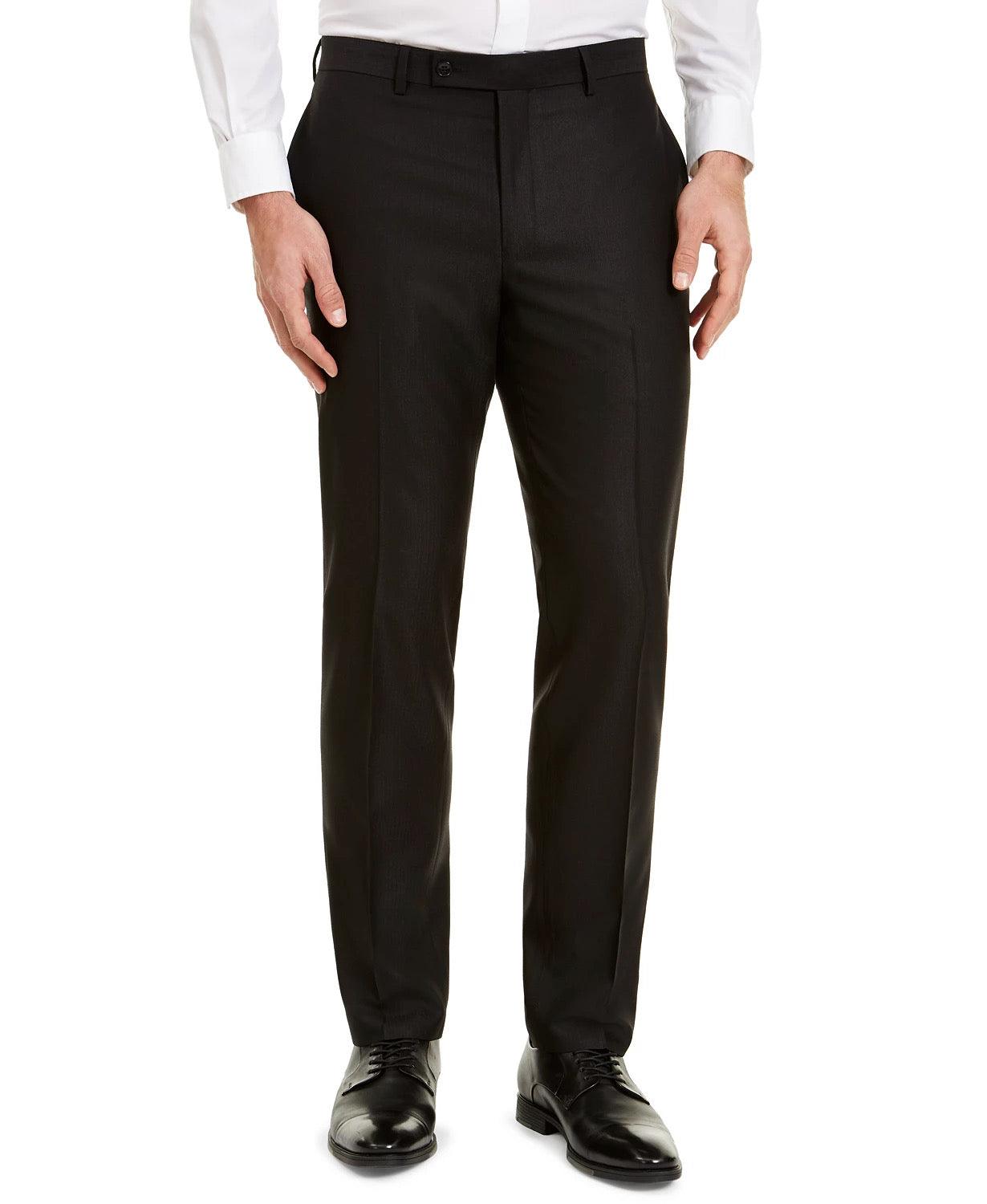 Van Heusen Mens Slim Fit Dress Pants 39 X  34  Black Herringbone TRMU2VCZ0060