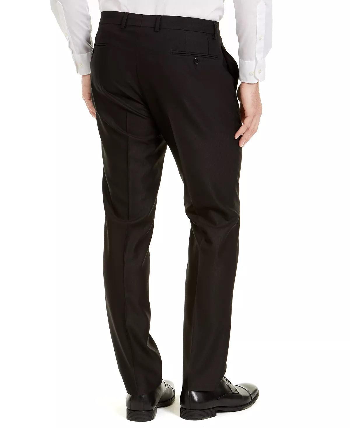 Van Heusen Mens Slim fit 2 Piece Suit 37 R / 30 Waist Black Solid Stretch