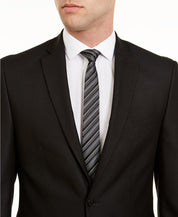Van Heusen Mens Slim fit Suit Jacket Blazer 44 L Black Herringbone Stretch