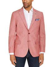 Nautica Mens Modern fit Sport Coat Blazer 42 R Red Solid Stretch