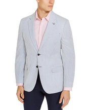 Nautica Mens Modern fit Seersucker Sport Coat Blazer 38 R Light Blue Striped