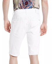 GUESS Mens Destroyed Denim Shorts White 38