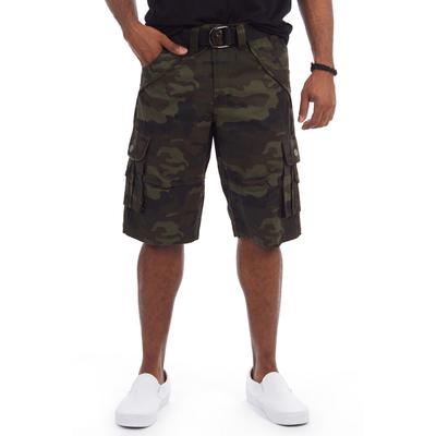 X Ray Mens Double  Belted Cargo Shorts Olive Camo 34