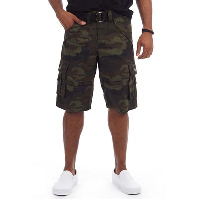X-ray Mens Classic fit Cargo Shorts 36 Green Camouflage Belted