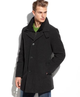 Calvin Klein Mens Zipped Bib Coat Overcoat 38 S Charcoal Grey