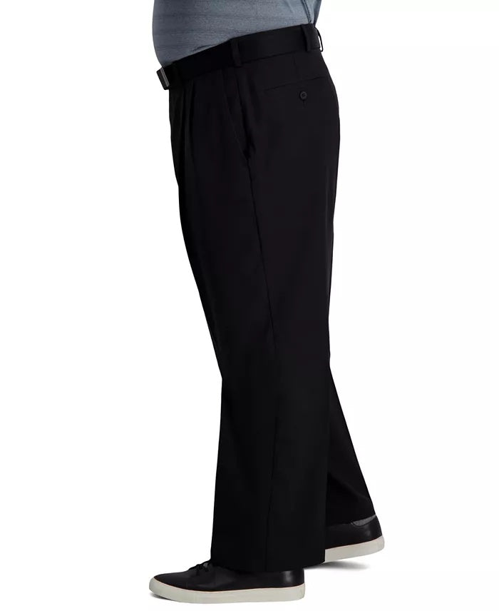 Haggar Mens Classic fit Dress Pants 44 / 30 Black Solid