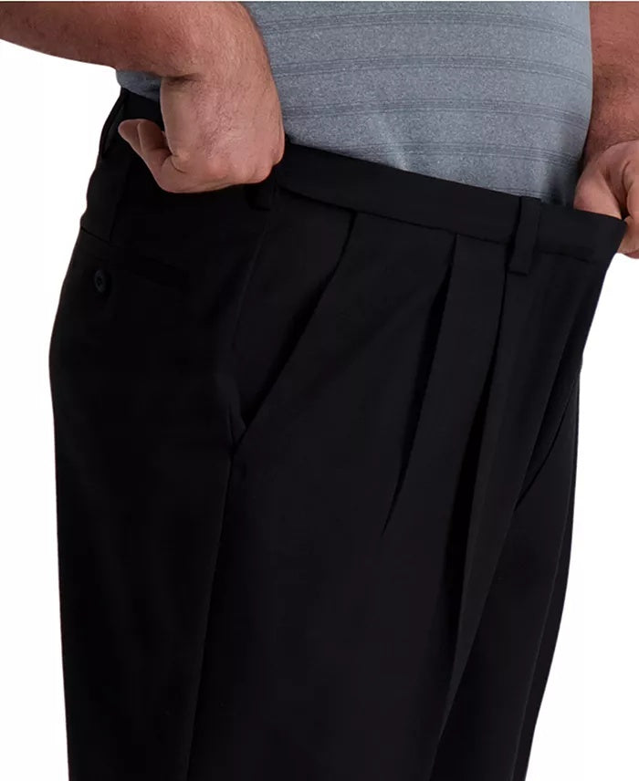 Haggar Mens Classic fit Dress Pants 44 / 30 Black Solid