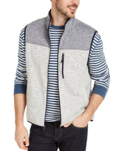 Club Room Mens Fleece Full Zip Vest Light Grey Medium