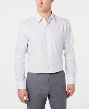 Club Room Mens Classic Fit Grey Check Button Down Shirt 16.5 34 35