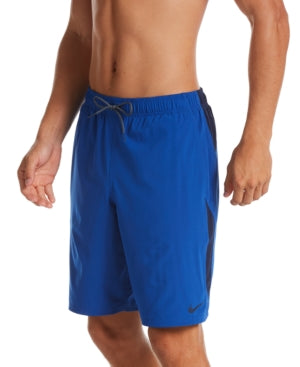 NIKE Mens Contend Water-Repellent Colorblocked 9" Swim Trunks Blue Small
