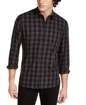 Sun + Stone Men's Rama Check Button Down Shirt Galaxy Night Medium