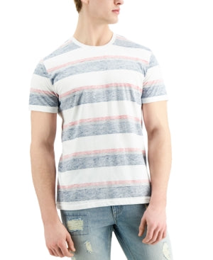 Sun + Stone Men's Multi-Striped Short Sleeve T-Shirt Bright White XL