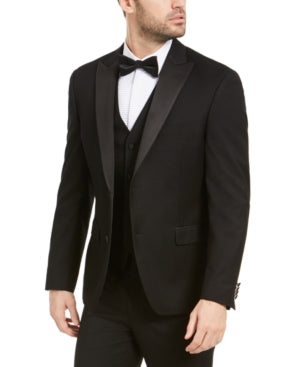 Alfani Mens Slim fit Tuxedo Jacket Blazer 38 S Black Solid Stretch