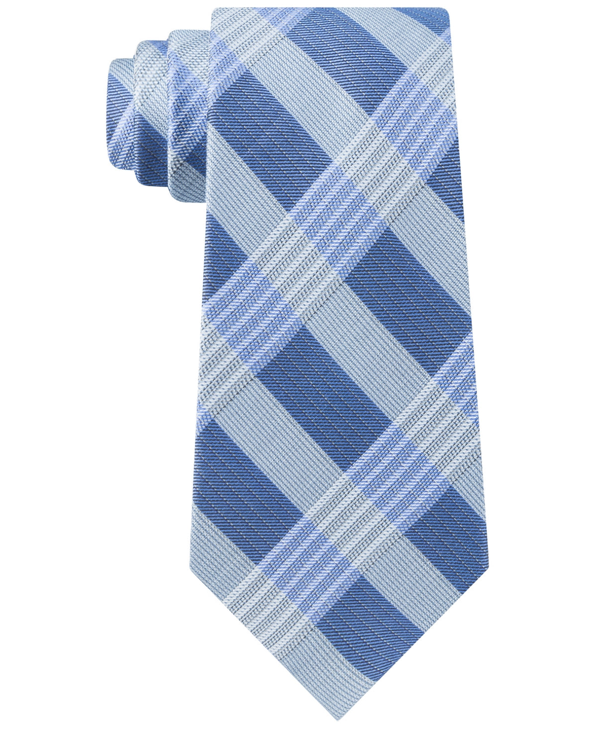 Calvin Klein Mens Tie Blue Plaid ONE SIZE