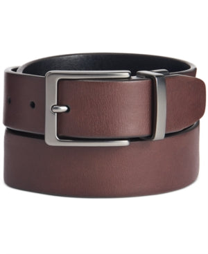 Original Penguin Mens Faux Leather Antique Look Reversible Belt Brown Size 38