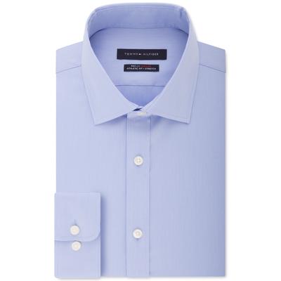 Tommy Hilfiger Mens Regular fit Long Sleeve Button-Up Shirt Medium Blue Solid