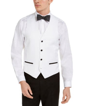 Alfani Mens Slim fit Button-Up Suit Vest XL White Solid