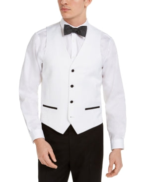 Alfani Mens Slim fit Button-Up Suit Vest XL White Solid