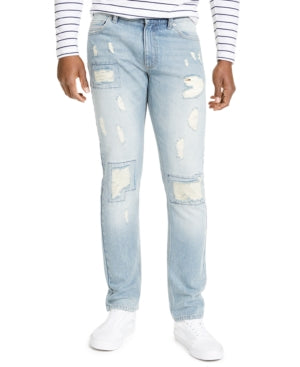 Sun + Stone Men's Slim Fit Distressed Jeans Vintage Wash Blue 33 x 32