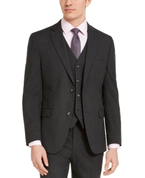 Alfani Men's Slim Fit Stretch Solid Sport Coat Blazer Charcoal Grey 40R