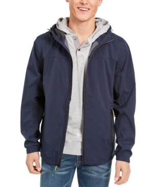 Hawke & Co. Mens Raincoat Hooded Coat XXL Blue Solid