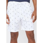 NAUTICA Men's Quick-Dry Anchor-Print 8" Swim Trunks XXL White