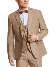 Bar Iii Mens Slim fit Suit Jacket Blazer 40 S Beige Striped Linen