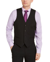 Alfani Mens Classic fit Button-Up Suit Vest XL Black Solid Stretch