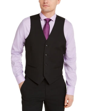 Alfani Mens Classic fit Button-Up Suit Vest XL Black Solid Stretch