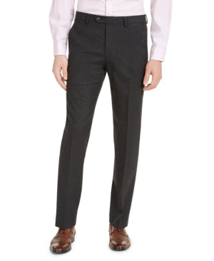 Alfani Men's Slim Fit Stretch Solid Dress Pants Charcoal Grey 33 x 32