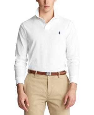 Polo Ralph Lauren Men's Classic Fit White Mesh Long Sleeve Polo Shirt Medium