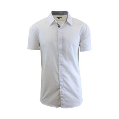 Galaxy By Harvic Mens Slim-Fit Button Down Short Sleeve Dress Shirt White 2XL