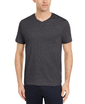 Club Room Men's Solid V Neck T Shirt Charcoal Heather Grey XXL