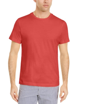 Club Room Mens Solid Crewneck Short Sleeve T Shirt Red Small