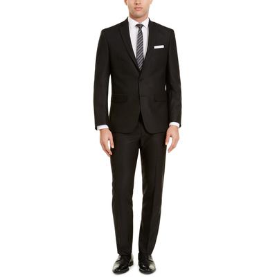 Van Heusen Mens Slim fit Suit Jacket Blazer 44 L Black Herringbone Stretch