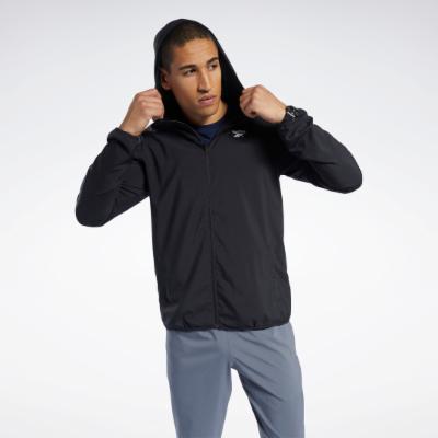 Reebok Mens Regular fit Track Jacket Coat Small Black Solid Hooded