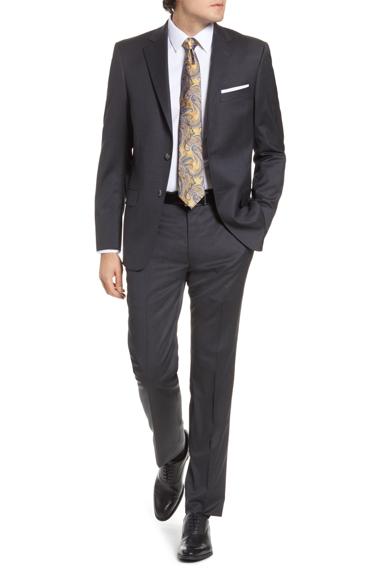 Hart Schaffner Marx Mens Regular fit 2 Piece Suit 44 R / 40 Waist Charcoal Grey