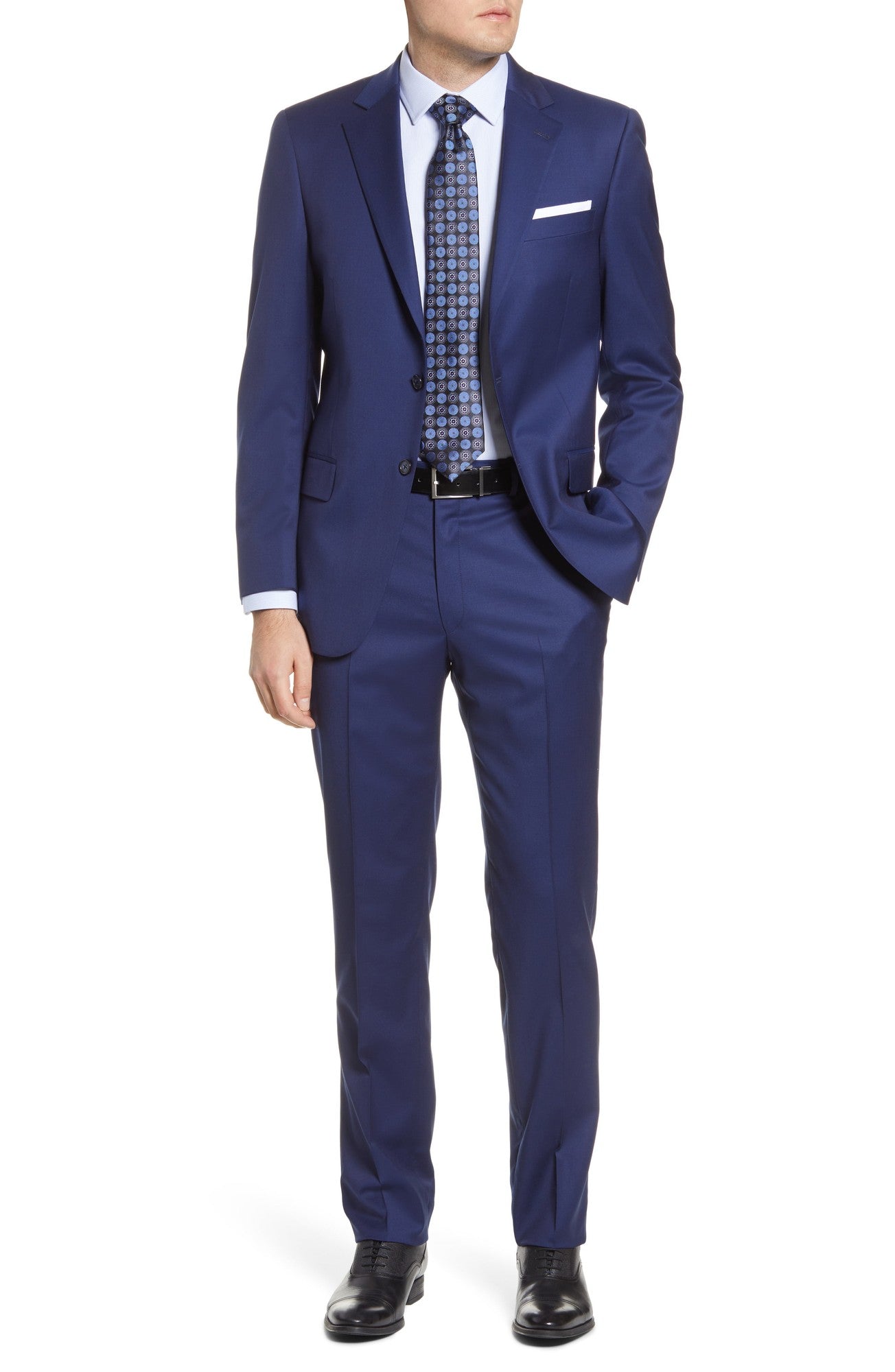 Hart Schaffner Marx Mens Classic fit Wool 2 Piece Suit 46 L Pants 43 Blue