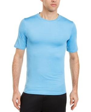 Club Room Mens Solid Short Sleeve Rash Guard Shirt Alaskan Blue Small