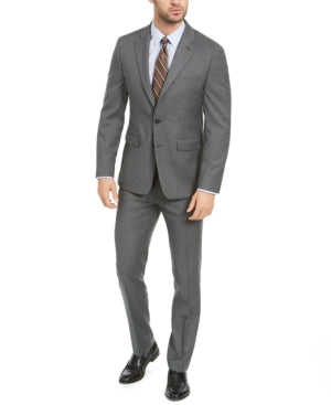 Van Heusen Men's Flex Slim Fit Suit 46L / 39 x 33 Grey Flat Pant