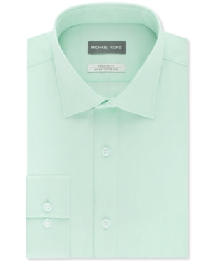 Michael Kors Men's Regular Fit Stretch Button Down Dress Shirt Green 17 36 37