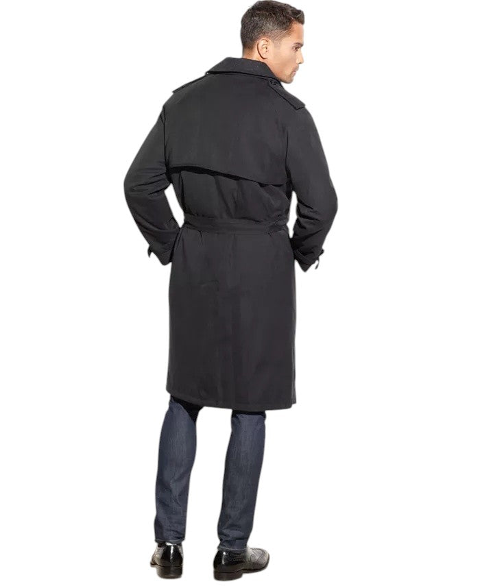 London Fog Mens Regular Fit Belted Iconic Trench Rain Coat 38 S Black