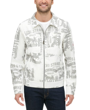 Levi's Men's Mechanic Full Zip Jacket Small White / Grey
