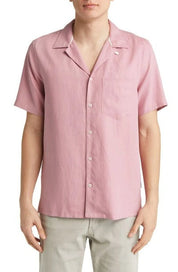 Ted Baker London Wesland Short Sleeve Button-Up Camp Shirt 4 / Large Pink